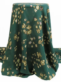 Evergreen/Periwinkle/Coffee/Multi 100% Silk Painterly Floral Print Double Georgette - NY Designer - 53W