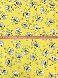 Lemon/White/Dark Taupe Rayon/Nylon/Lycra Floral Print Stretch Bengaline Suiting 58W