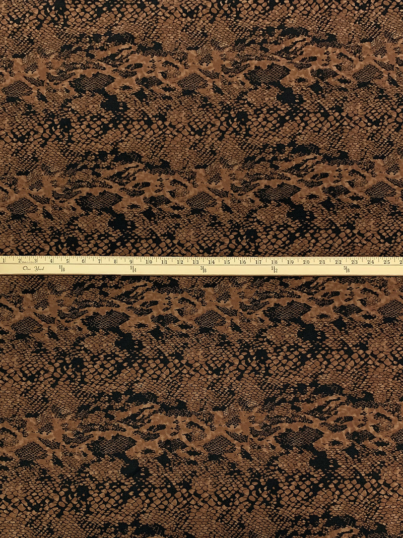 Coyote Brown/Black Rayon/Nylon/Lycra Snakeskin Print Stretch Bengaline Suiting 56W