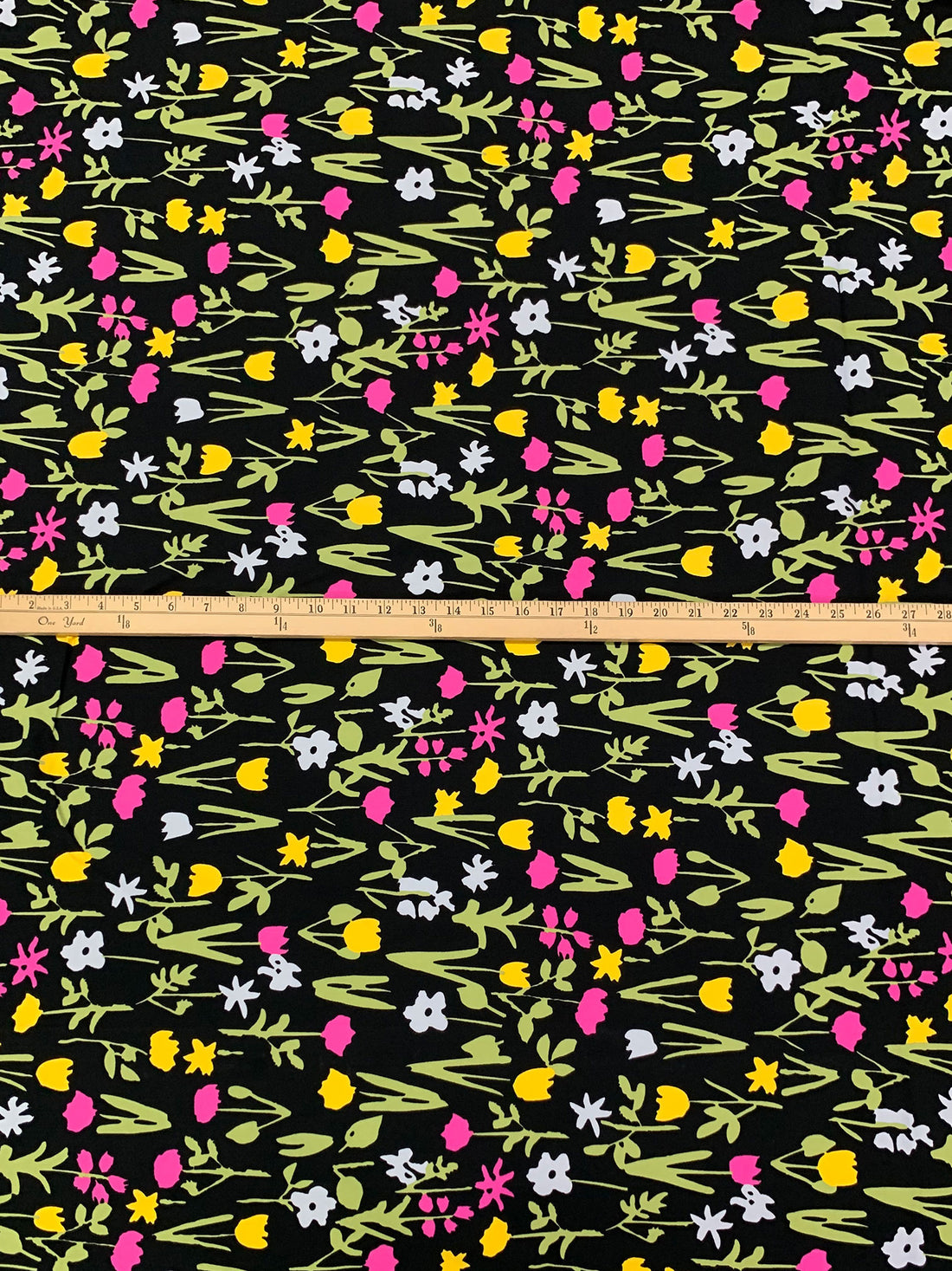 Black/Hot Pink/Olive Green/Multi Rayon/Nylon/Lycra Floral Print Stretch Bengaline Suiting 56W