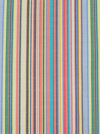 Black/Tangerine/Aqua/Multi 100% Cotton Vertical Stripe Weave Shirting - NY Designer - 58W