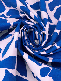 Cobalt Blue/Dusty Lilac Rayon/Nylon/Lycra Abstract Mosaic Print Stretch Bengaline Suiting 56W
