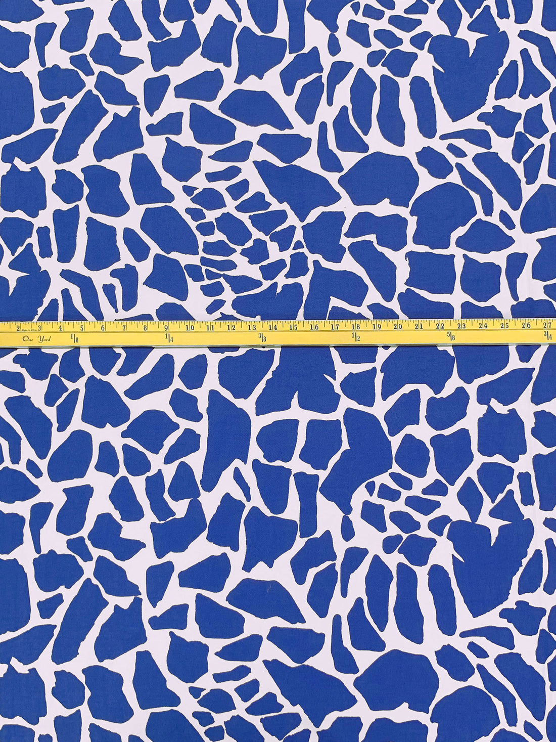 Cobalt Blue/Dusty Lilac Rayon/Nylon/Lycra Abstract Mosaic Print Stretch Bengaline Suiting 56W