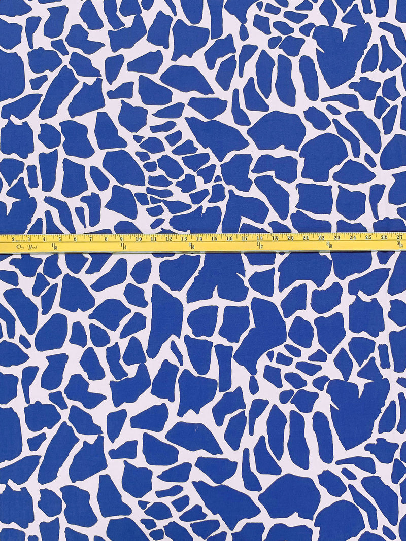 Cobalt Blue/Dusty Lilac Rayon/Nylon/Lycra Abstract Mosaic Print Stretch Bengaline Suiting 56W