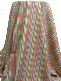 Black/Tangerine/Aqua/Multi 100% Cotton Vertical Stripe Weave Shirting - NY Designer - 58W