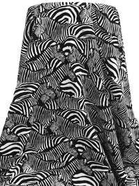 Black/White 100% Cotton Zebras Print Lawn - NY Designer - 55W