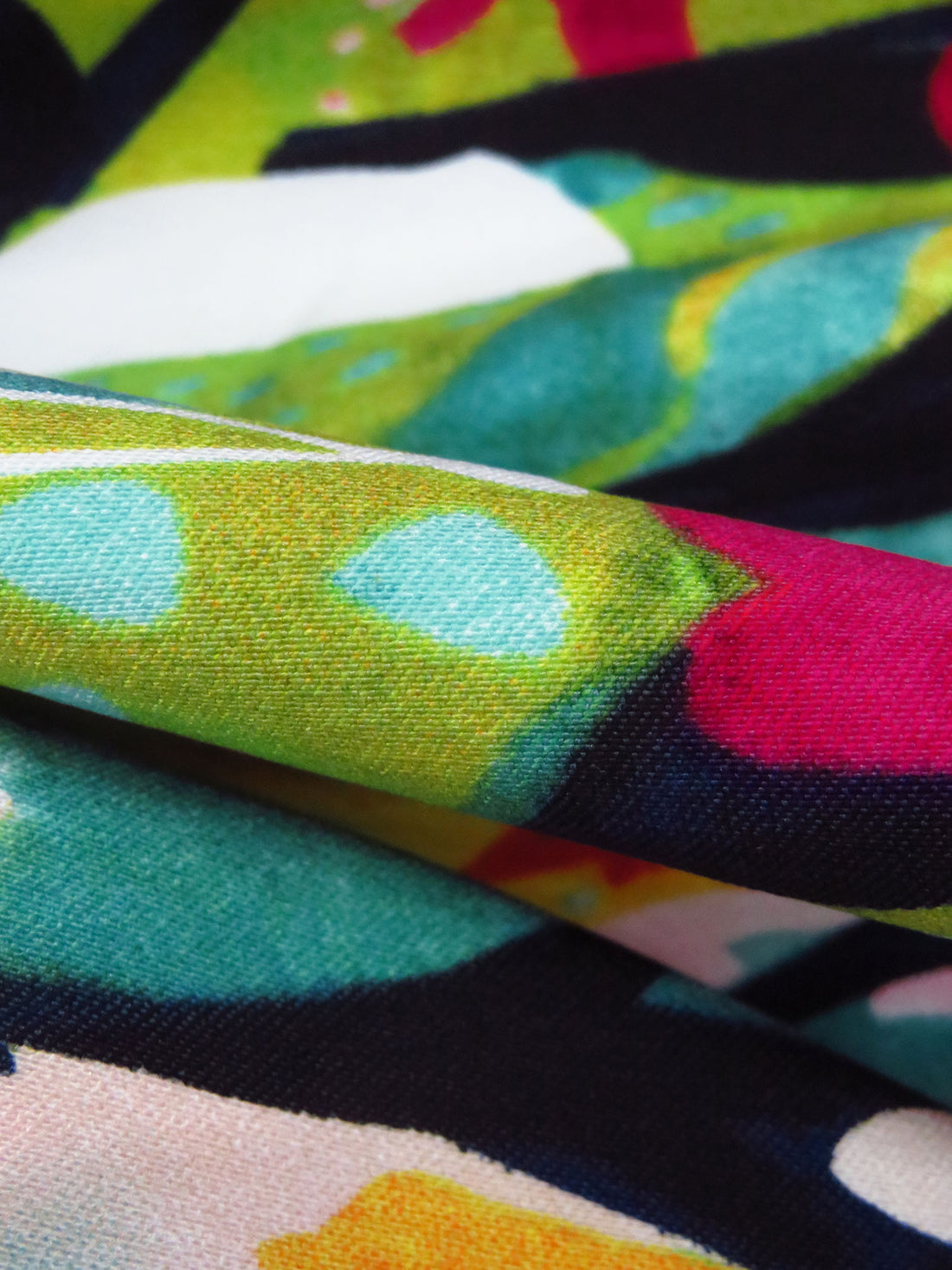 Magenta/Lemon/Aqua/Multi Rayon/Nylon/Lycra Painterly Abstract Floral Print Stretch Bengaline Suiting - NY Designer - 56W