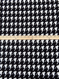 Black/White Polyester/Lycra Large Houndstooth Print Liverpool Double Knit 58W