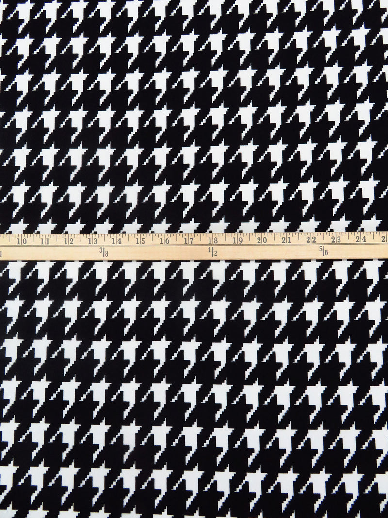 Black/White Polyester/Lycra Large Houndstooth Print Liverpool Double Knit 58W