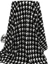 Black/White Polyester/Lycra Large Houndstooth Print Liverpool Double Knit 58W