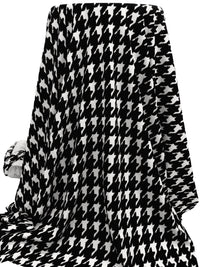 Black/White Polyester/Lycra Large Houndstooth Print Liverpool Double Knit 58W