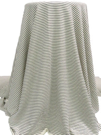 Eggshell/Black Rayon/Lycra Horizontal Stripe French Terry Knit 60W