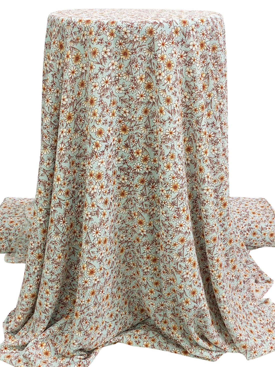 Soft Sea Gray/Raw Sienna/White Coffee/Multi 100% Polyester Floral Print Bubble Crepe 59W