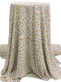 Soft Sea Gray/Raw Sienna/White Coffee/Multi 100% Polyester Floral Print Bubble Crepe 59W