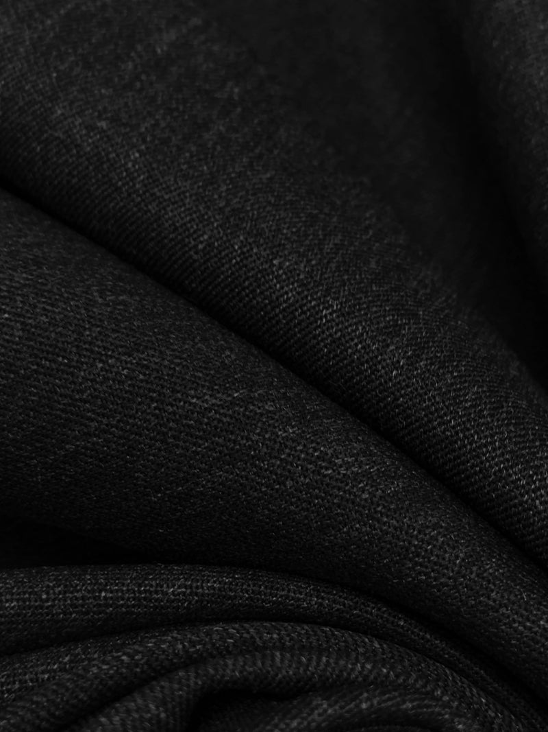 Dark Charcoal Polyester/Wool Heathered Gabardine Suiting - Fabian Couture - 60W