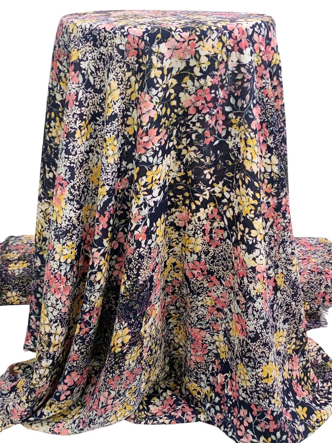 Dark Navy/Maize/Candy Pink/Multi 100% Polyester Floral Print Crepe Blouse Weight Woven 58W