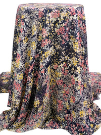 Dark Navy/Maize/Candy Pink/Multi 100% Polyester Floral Print Crepe Blouse Weight Woven 58W