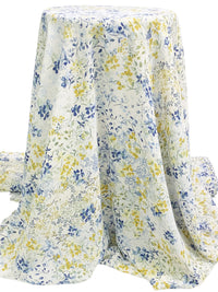 Dark Cerulean/Brass/Off-White/Multi 100% Polyester Floral Print Crepe Blouse Weight Woven 58W