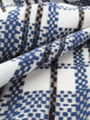 Dark Lapis Blue/White/Black/Smoked Gray 100% Silk Plaid Print Crepe de Chine - NY Designer - 44W