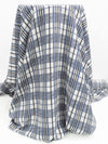 Dark Lapis Blue/White/Black/Smoked Gray 100% Silk Plaid Print Crepe de Chine - NY Designer - 44W