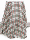 Hot Strawberry/White/Smoked Gray/Multi 100% Silk Plaid Print Crepe de Chine - NY Designer - 44W