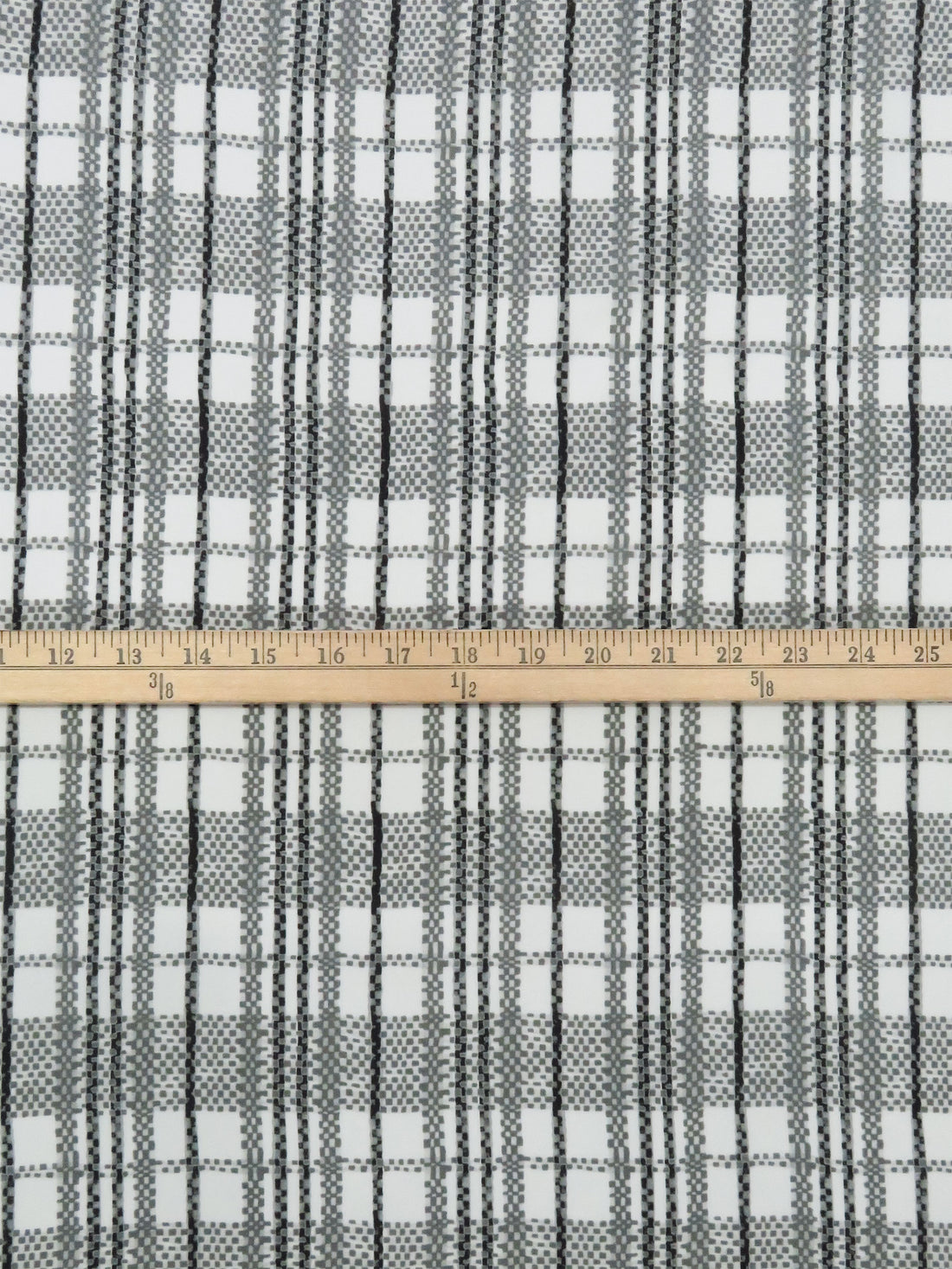 Iron Gray/White/Black/Smoked Gray 100% Silk Plaid Print Crepe de Chine - NY Designer - 44W