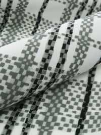 Iron Gray/White/Black/Smoked Gray 100% Silk Plaid Print Crepe de Chine - NY Designer - 44W