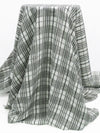 Iron Gray/White/Black/Smoked Gray 100% Silk Plaid Print Crepe de Chine - NY Designer - 44W