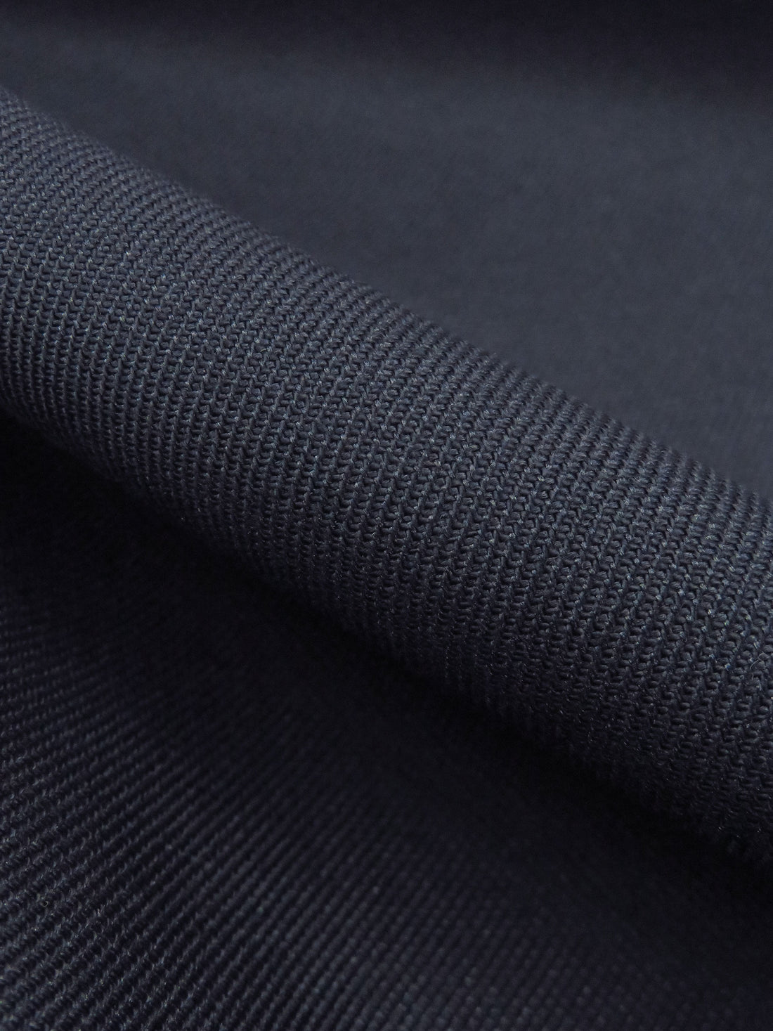 Navy Blue Polyester/Wool Diamond Weave Suiting - Fabian Couture - 62W