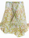 Olive/Taffy Pink/Pale Shadow Blue/Multi 100% Silk Floral Print Crinkle Chiffon - NY Designer - 50W