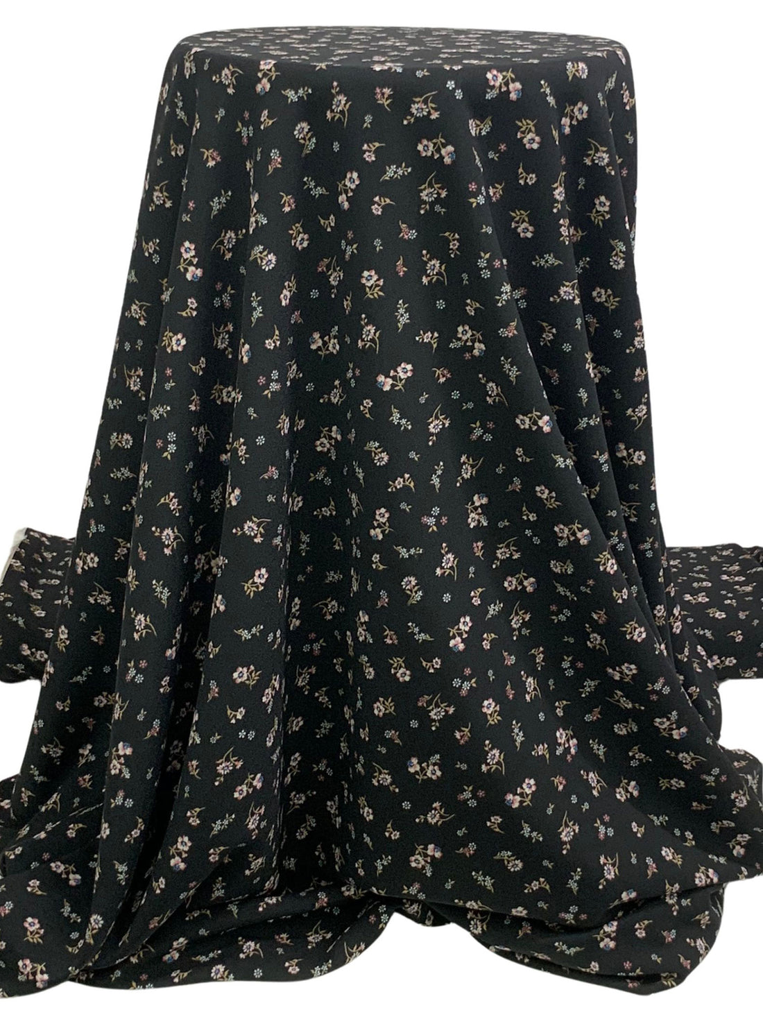 Black/Steel Blue/White/Multi 100% Polyester Floral Print Crepe Blouse Weight Woven 59W