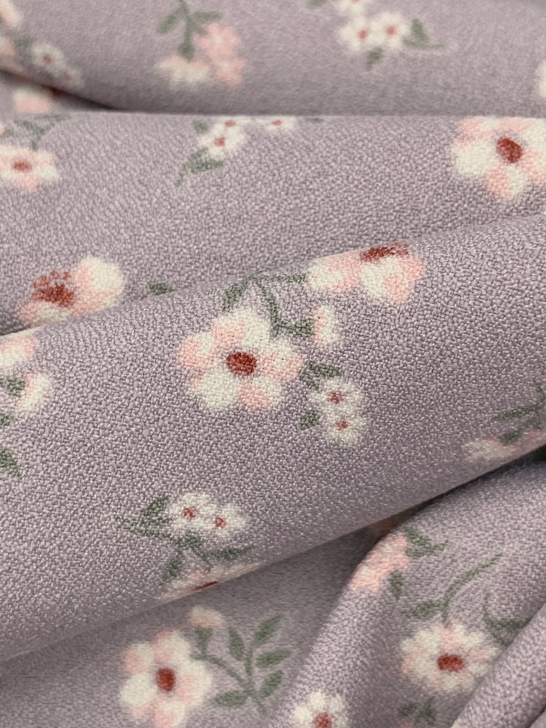 Dusty Gray Lilac/Bone/Multi 100% Polyester Floral Print Crepe Blouse Weight Woven 59W