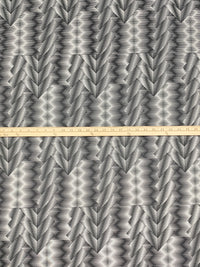 Black/Off-White 100% Rayon Zig-Zag Geometric Lines Print Interlock Knit - Imported From Italy - 49W
