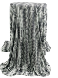 Black/Off-White 100% Rayon Zig-Zag Geometric Lines Print Interlock Knit - Imported From Italy - 49W