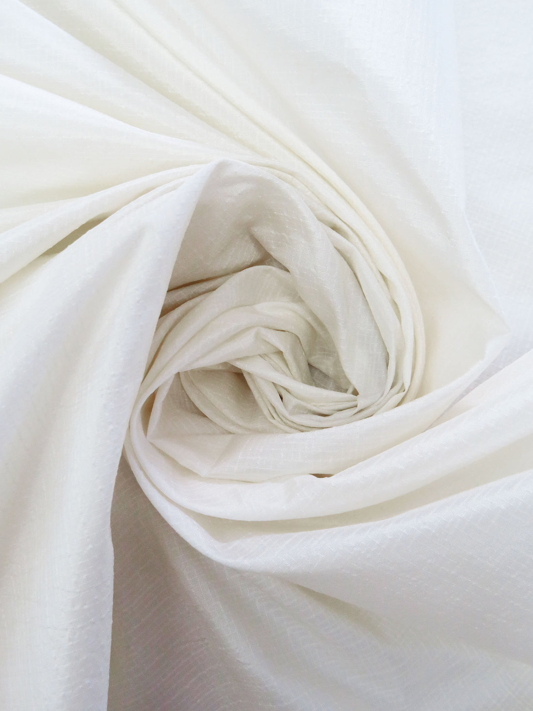 Warm White 100% Silk Textured Micro Plaid Weave Taffeta - NY Designer - 58W