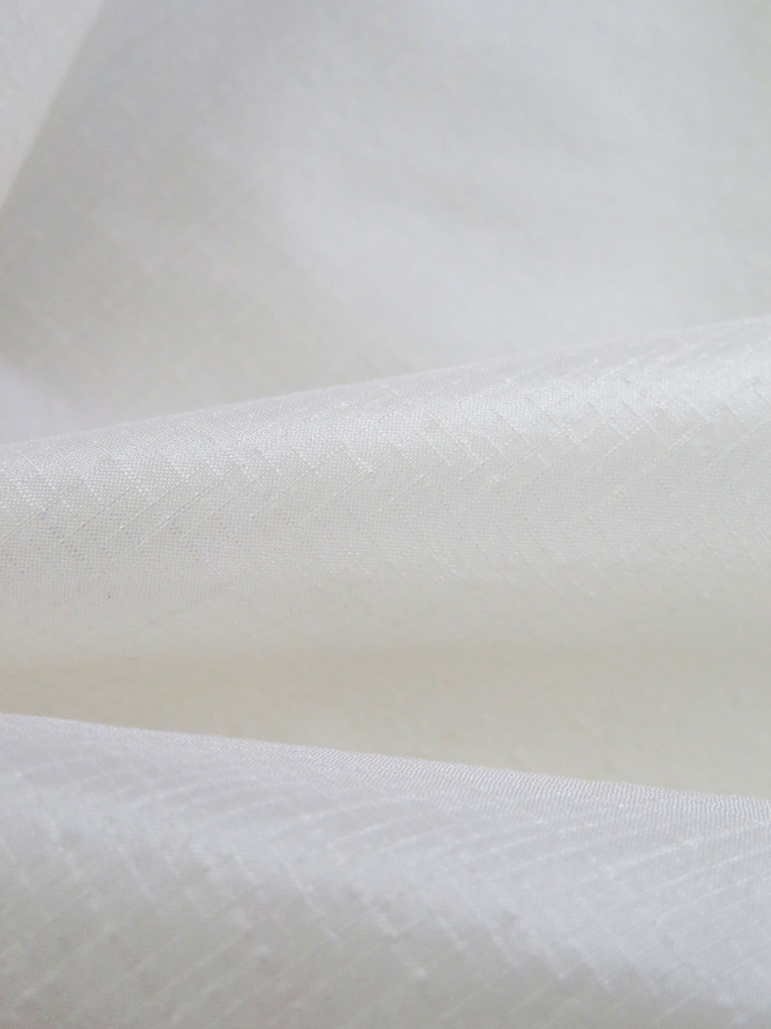 Warm White 100% Silk Textured Micro Plaid Weave Taffeta - NY Designer - 58W
