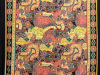 Mango/Black/Vermilion/Multi Polyester/Lycra Double Border Ornate Bohemian Print ITY Knit 59W
