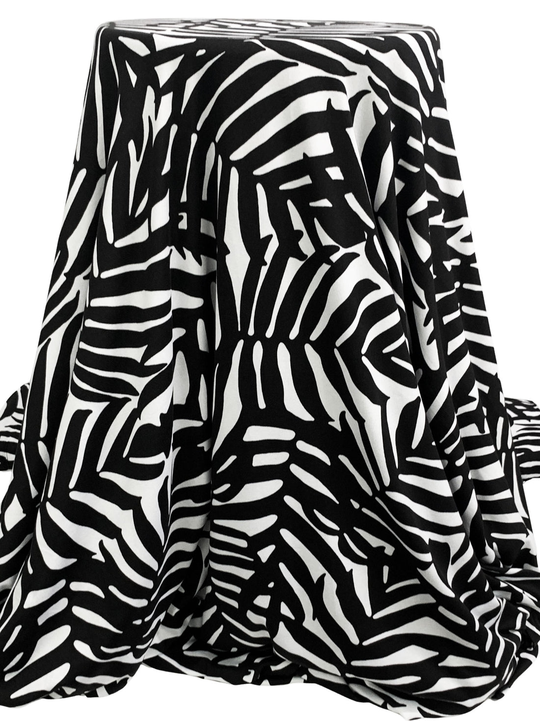 Black/White Polyester/Lycra Large Silhouette Fern Print Double Brushed Knit 67W