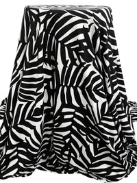 Black/White Polyester/Lycra Large Silhouette Fern Print Double Brushed Knit 67W
