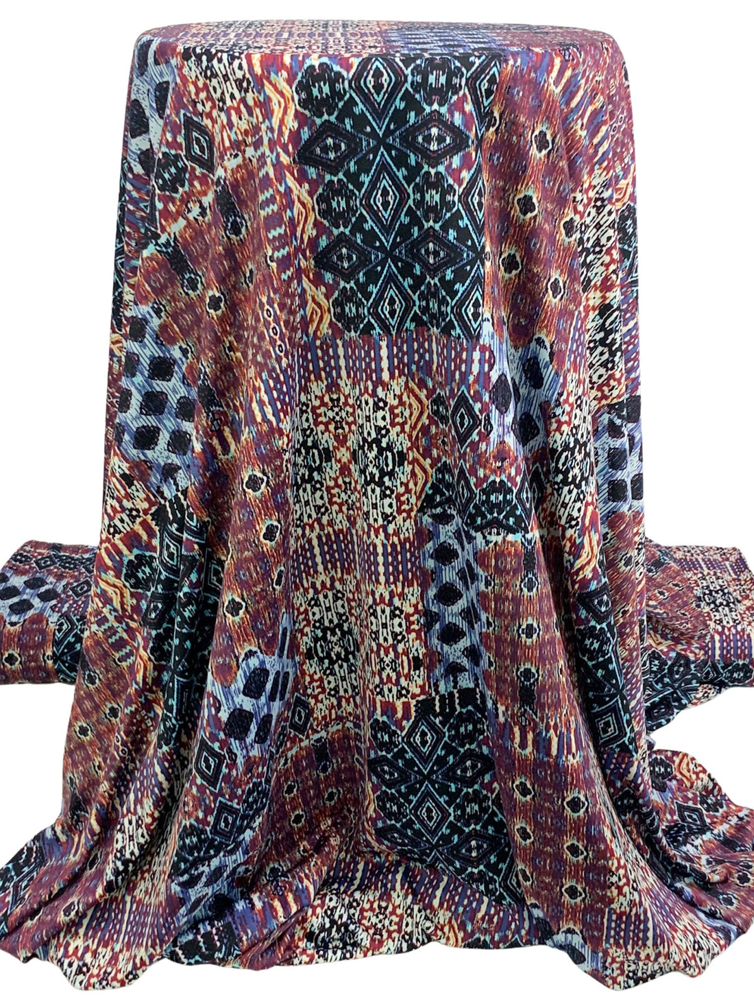Wild Plum/Blueberry/Black/Multi Polyester/Lycra Multi-Patchwork Print DTY Knit 60W