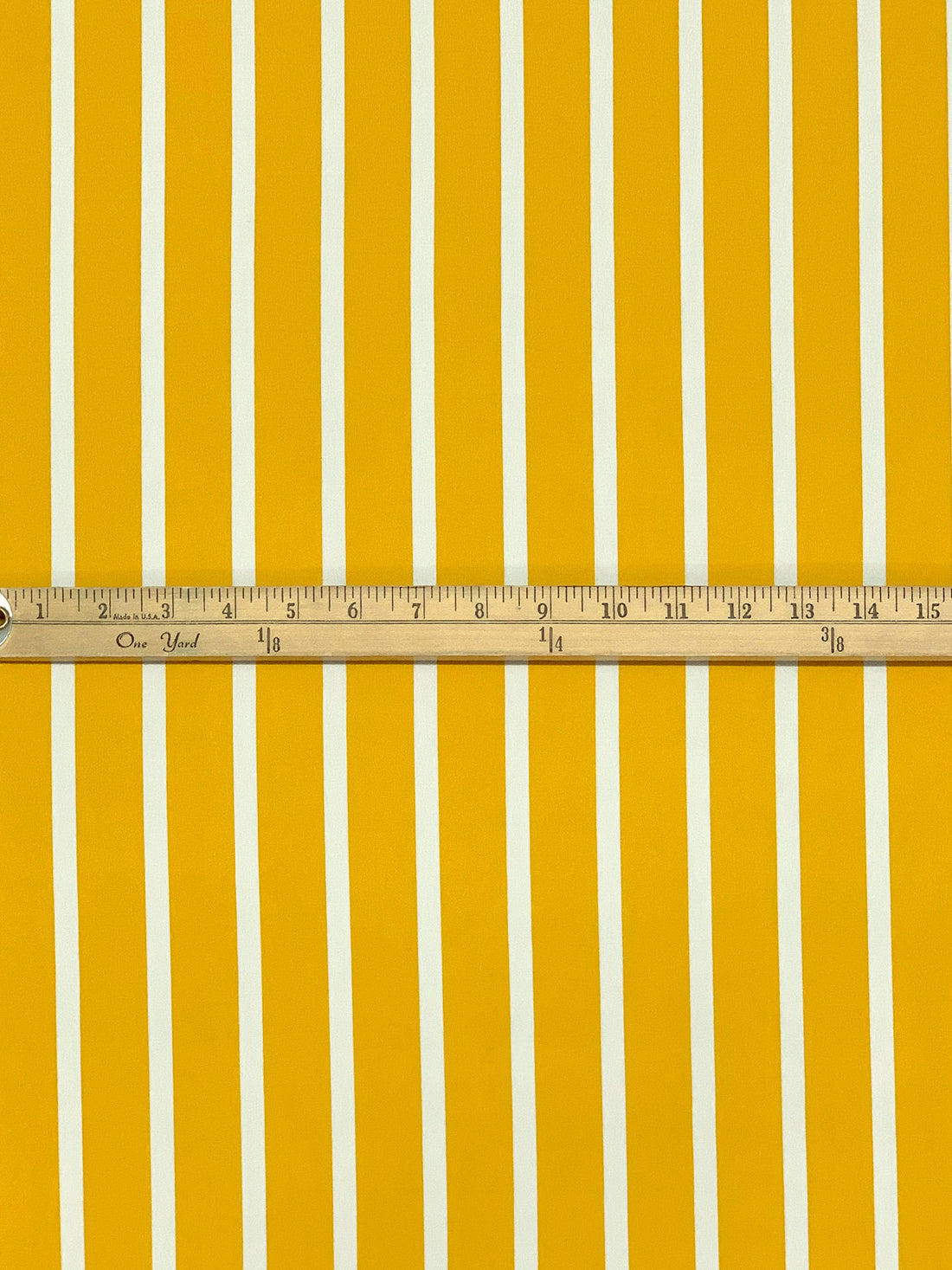 Mustard/White Polyester/Lycra Vertical Stripe Print DTY Knit 59W