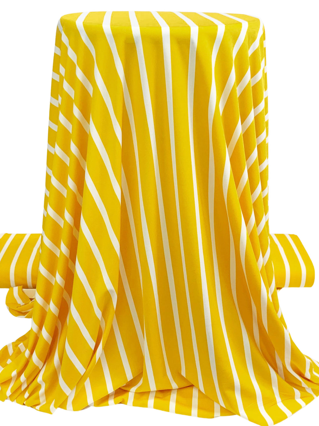 Mustard/White Polyester/Lycra Vertical Stripe Print DTY Knit 59W