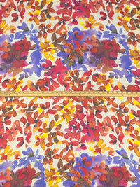 Redwood/Middle Purple/Off-White/Multi Rayon/Lycra Abstract Floral-Look Print Jersey Knit - Imported From Italy - 58W