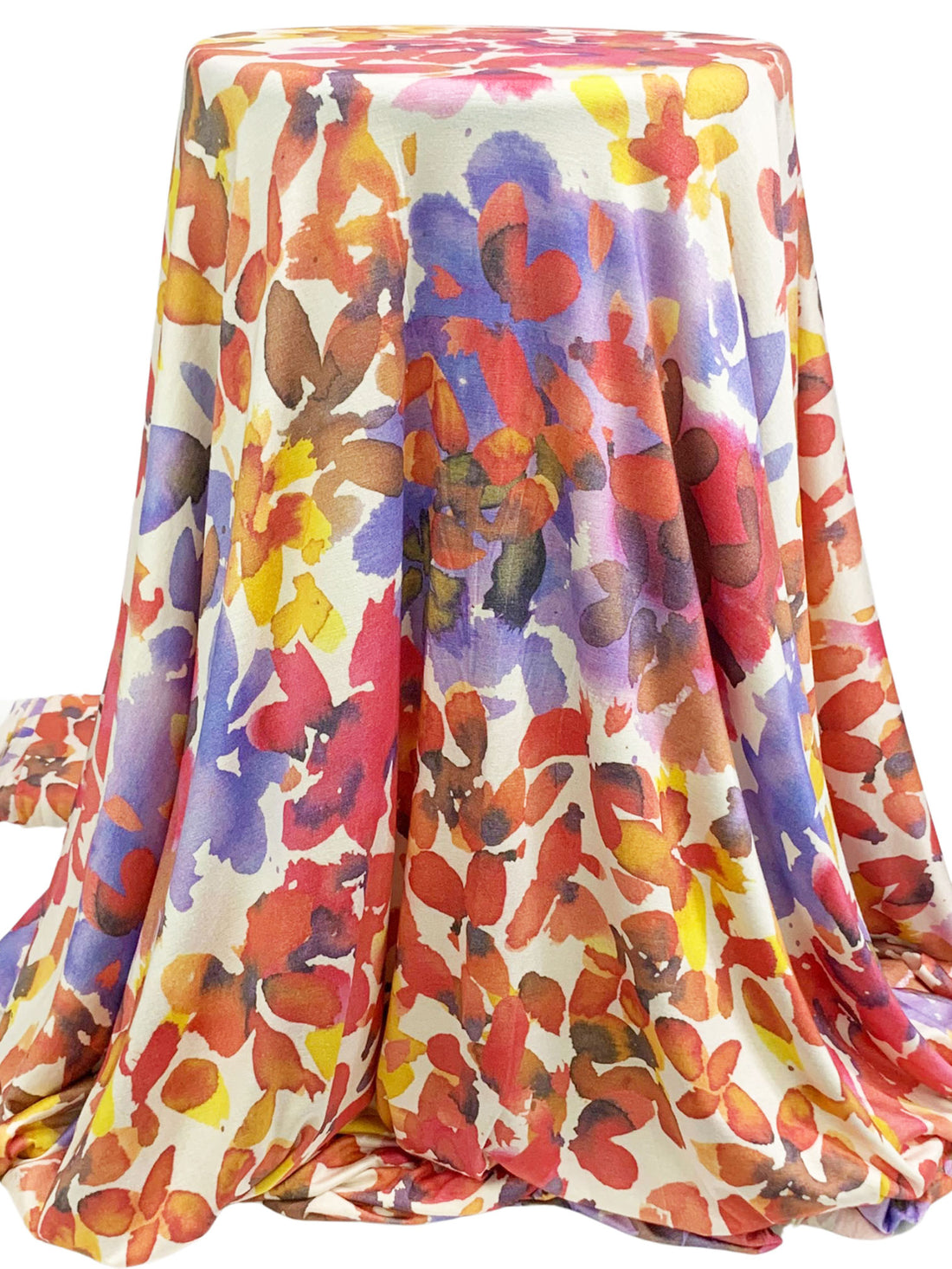 Redwood/Middle Purple/Off-White/Multi Rayon/Lycra Abstract Floral-Look Print Jersey Knit - Imported From Italy - 58W