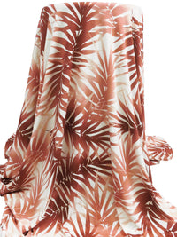 Dusty Burnt Umber/Off-White/Desert Sand Rayon/Lycra Large Leaf Print Jersey Knit 62W