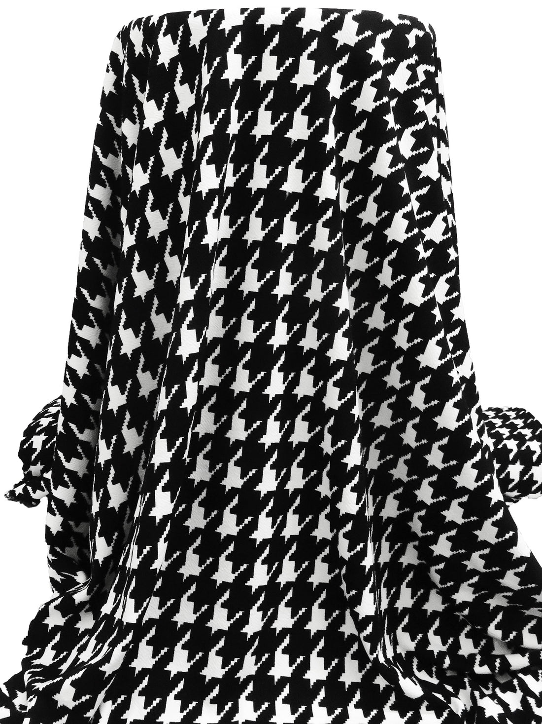 Black/White Polyester/Lycra Large Houndstooth Print Liverpool Double Knit 59W
