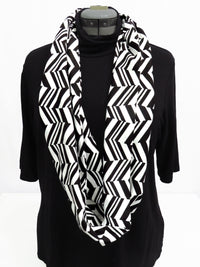 White/Black Cotton/Spandex Novelty Print Infinity Scarf