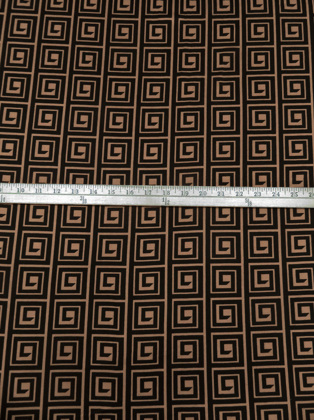 Black/Pale Brown Polyester/Lycra Spiral Square Print Double Brushed Knit 61W