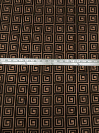 Black/Pale Brown Polyester/Lycra Spiral Square Print Double Brushed Knit 61W