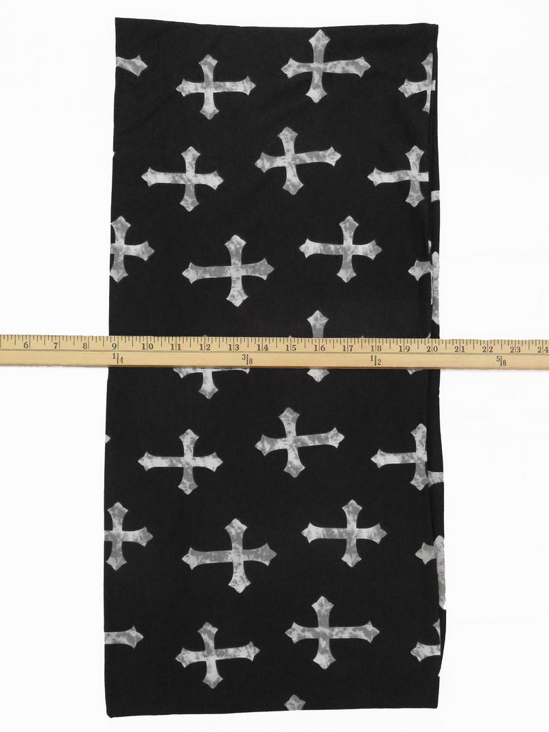 Black/Shadow Gray/White Cotton/Spandex Cross Print Infinity Scarf